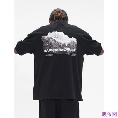 ��[Shang Liu代購] HARSH AND CRUEL SS22 雪山 山脈 攝影 寬鬆 版型 短袖-暖衣閣