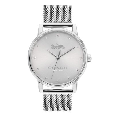 【美麗小舖】COACH 14503741 銀色米蘭錶帶 36mm 女錶 手錶 腕錶 網狀手鍊錶-全新真品現貨在台