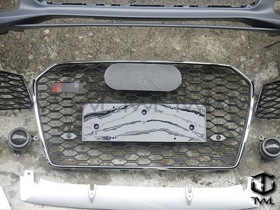 《※台灣之光※》全新AUDI奧迪15 16年 A6改RS6樣式前保桿大包附銀框水箱罩PP材質密合度佳