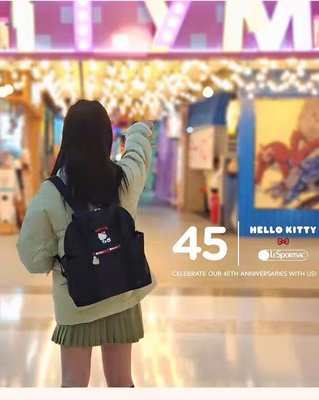 【MOMO全球購】Lesportsac Hello Kitty聯名款雙肩包手提包書包旅行包2442