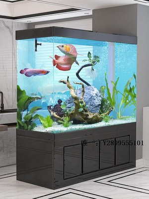玻璃魚缸魚缸客廳大型家用落地隔斷屏風玄關超白玻璃生態底濾水族箱免換水水族箱