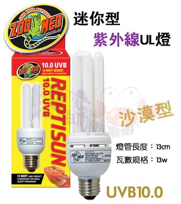 【美國-ZOO MED】ZOOMED 迷你型紫外線UL燈【UVB10.0/13W】E27 沙漠型 太陽燈 取暖燈