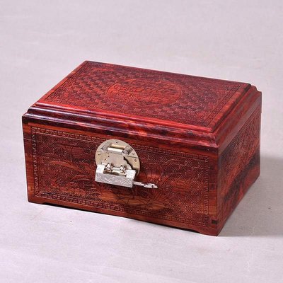 非洲小葉紫檀古風首飾盒 實木質血檀紅木家居中國風結婚收納盒