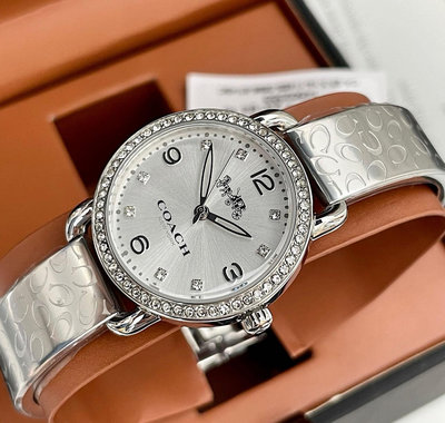 COACH Delancey 水鑽圈 銀白色錶盤 銀色不鏽鋼手鐲錶帶 石英 女士手錶 14502353