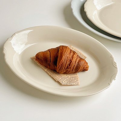魚盤家用陶瓷甜品意面盤簡約奶油ins深盤早餐盤水果高級感餐廳盤