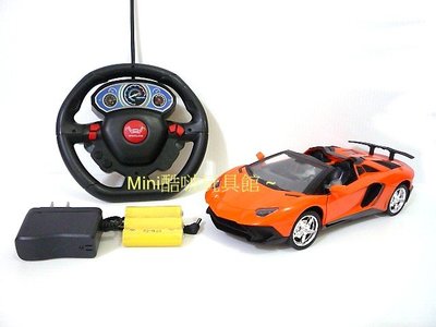 Mini酷啵玩具館~ 1/18 1:18充電版~仿真外型藍寶堅尼遙控車 敞篷超級跑車 車門.引擎蓋可遙控開關~橘色