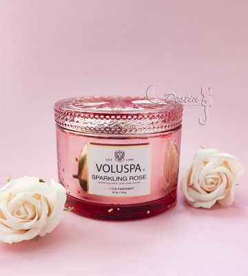 Voluspa 香氛蠟燭 氣泡玫瑰 Sparkling Rose 11oz 玻璃質感瓶身 附盒裝 雙芯