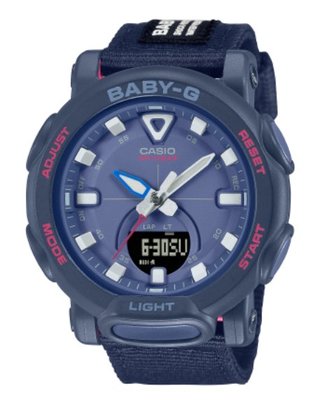 【萬錶行】CASIO BABY G 大膽時尚 環保布質錶帶 海軍藍 戶外運動錶款 BGA-310C-2A