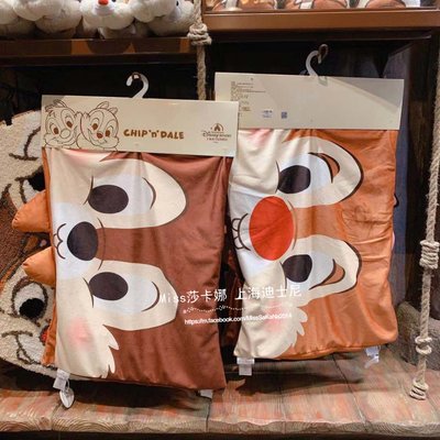 Miss莎卡娜代購【上海迪士尼樂園】﹝預購﹞奇奇蒂蒂 花栗鼠 可愛造型絨毛枕套 枕頭套 2入組