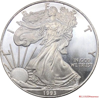 銀元1993年美國自由女神1盎司美元銀幣紀念幣銅鍍銀錢幣