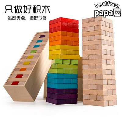 王子媽媽櫸木疊疊高堆塔積木兒童培養親子互動益智力桌面遊戲玩具