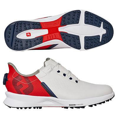 (易達高爾夫)全新原廠FOOTJOY Fuel BOA 53093 白/紅/藍色 男士 無釘 高爾夫球鞋