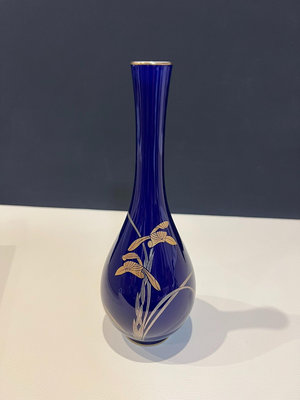 日本原裝進口，香蘭社帝王藍鶴首花瓶，香蘭社花瓶，香蘭社帝王藍