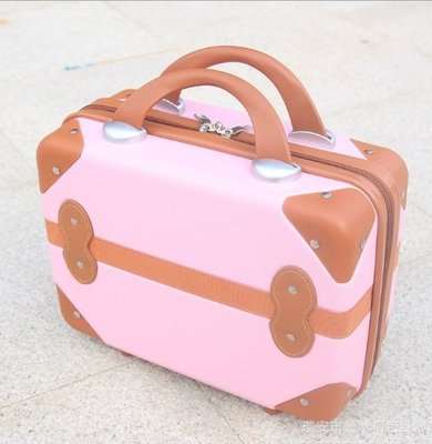 14吋復古手提箱 短期旅行箱 可愛女士化妝箱 收納包 婚嫁迷你行李箱