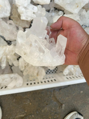 【二手】天然白水晶晶簇1一公斤 舊貨 古玩 收藏 【瀟湘館】-932