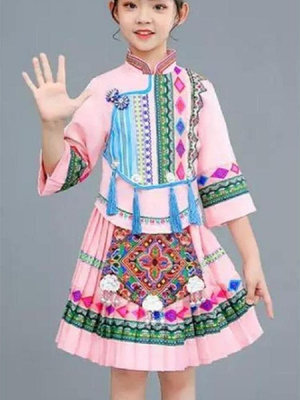 兒童壯族服裝春季三月三少數民族男女童侗族瑤族彝族苗族演出服裝