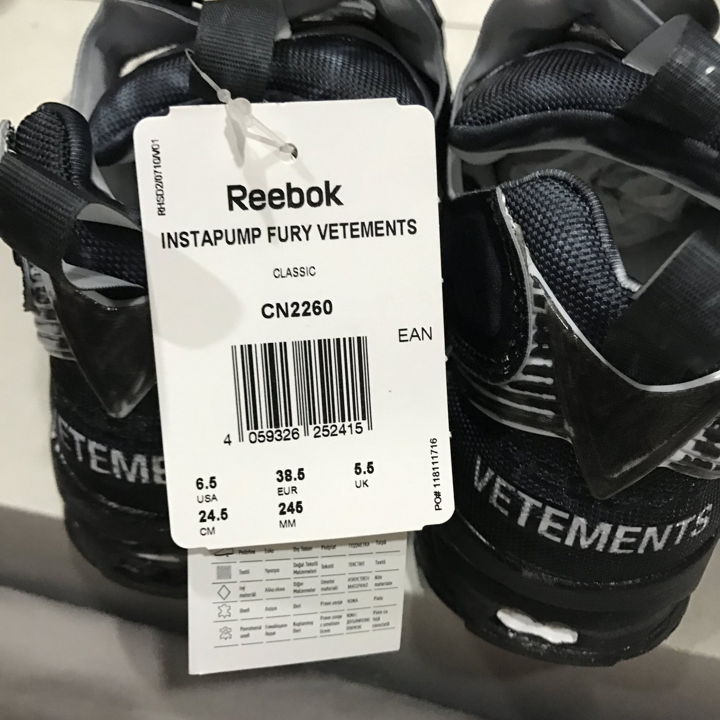 Vetements Reebok 仿舊鞋子充氣灰色Fury 24.5 全新現貨| Yahoo