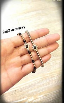 【 SenZ accessory 】獨家客製化串珠手鍊 純銀星星細手鍊 不銹鋼珠手環 玫瑰金色/銀色