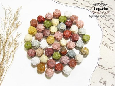 天然石．DIY材料 天然莫蘭迪阿拉善瑪瑙立體玫瑰花孔珠【RD478】約11.5-15mm散珠串珠手作《晶格格的多寶格》