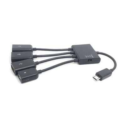 【勁昕科技】通用帶供電micro USB OTG線 3口usb轉接線hub OTG HUB+供電