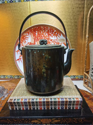 新 日本老銅壺，清代老銅壺，直筒形老銅壺，筒形壺，銅煮水壺，銅水