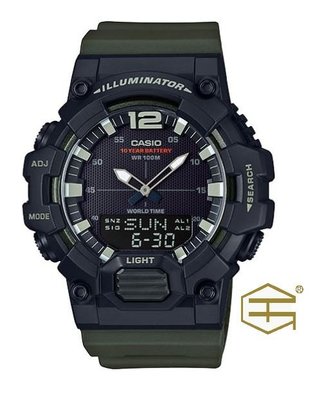 【天龜】 CASIO 數字搭配指針雙重顯示系列 10年電力 (黑X軍綠) HDC-700-3A