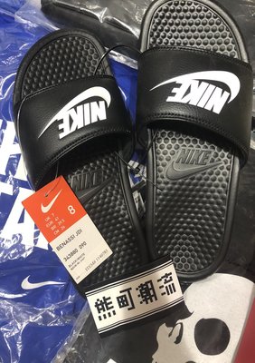 全新 Nike Benassi Swoosh JDI 拖鞋 黑底白字 GD 343880 090 黑白 無原盒