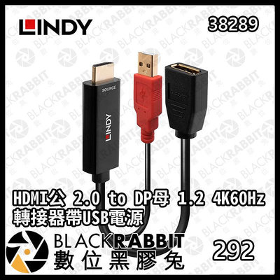 數位黑膠兔【 LINDY 林帝 38289 HDMI公 2.0 to DP母 1.2 4K60Hz轉接器帶USB電源 】