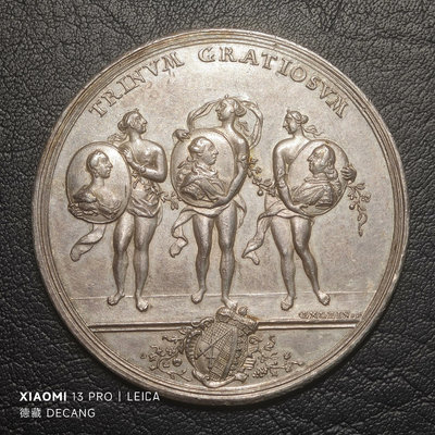 【二手】 1764年德國薩克森繁榮紀念三城市景觀大銀章 42mm112 銀元 錢幣 硬幣【明月軒】