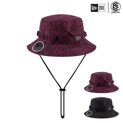 NEW ERA 漁夫帽 探險帽 NE 葉紋 迷彩黑/勃根地紅 夜光 口袋漁夫帽 掛繩漁夫帽 特殊款 ⫷ScrewCap⫸