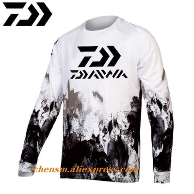 Daiwa 男士釣魚服超薄長袖防紫外線透氣外套夏季釣魚襯衫尺寸 XS-5XL 外套