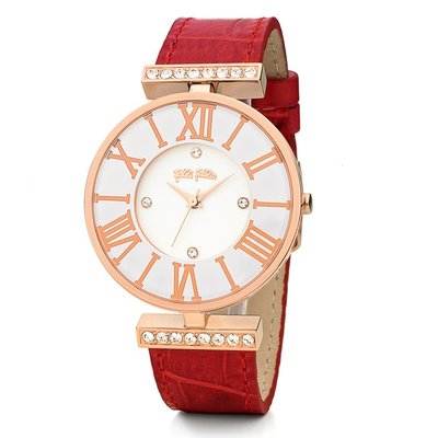 替換錶帶 新款FOLLI FOLLIE芙麗手錶皮帶玫瑰金羅瑪刻度時尚石英錶防水女錶