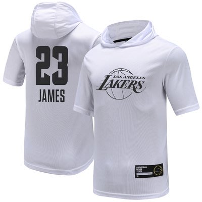 NBA 洛杉磯湖人隊 籃球運動連帽T恤 短袖上衣 熱身服 LEBRON JAMES