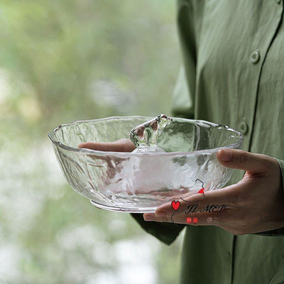 北極熊玻璃透明水果盤 客廳可愛甜品沙拉碗 立體動物零食收納 家用水果碗湯碗甜品碗泡麵碗擺盤裝飾