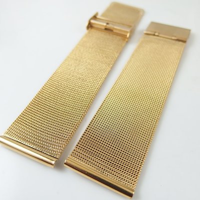 【錶帶家】『嚴選』薄型高級18K 金色不銹鋼編織帶米蘭帶鋼代用LG 三星 S2 MOTO 360 2 Zenwatch
