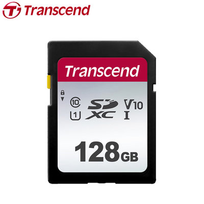 公司貨 創見 128GB SDXC C10 UHS-I U1 V10 相機專用記憶卡 (TS-SD300S-128G)