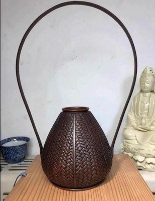昭和時期名家造老銅花瓶 614