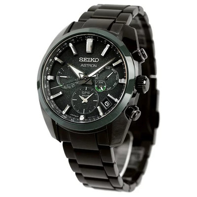 預購 SEIKO ASTRON SBXC079 精工錶 43mm GPS 三眼計時 綠色面盤 日期視窗 黑鋼錶帶 男錶