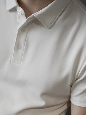 倉庫現貨出貨男士polo衫 高端棉空氣層質感輕熟風純白色商務通勤休閑夏短袖T恤