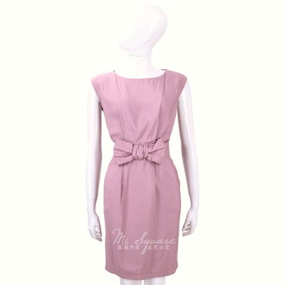 現貨熱銷-LOVE MOSCHINO 粉紫色蝴蝶結飾包袖洋裝 1540761-47