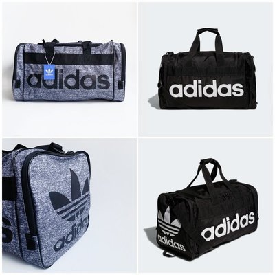 美國百分百【全新真品】adidas 愛迪達 旅行袋 手提包 肩背包 手提袋 運動包 行李袋 大容量 黑色/藍灰 AX06