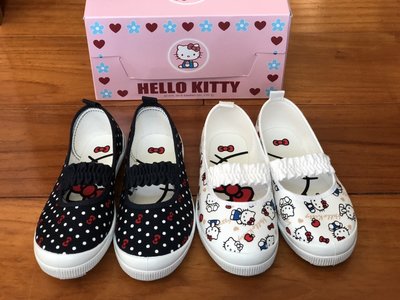 發現花園 日本選物 ～日本製 幼稚園 室內鞋 帆布鞋～深藍 Kitty / 白色 Kitty