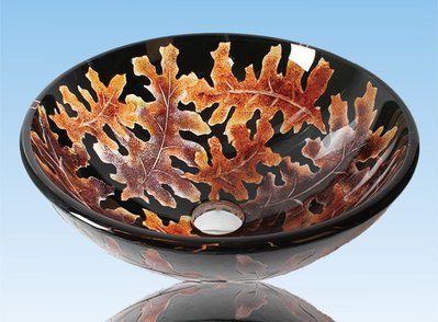 FUO衛浴:42公分 彩繪工藝 藝術強化玻璃碗公盆 (WY15065)預訂!