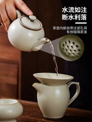 景德鎮汝窯功夫茶具套裝輕奢辦公室會客陶瓷家用高端泡茶壺送禮盒