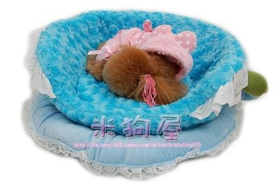【米狗屋】日本˙歐式咖啡杯玫瑰絨可愛造型床-藍色˙床墊可獨立清洗˙睡窩/睡床/睡墊