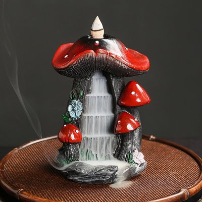 香爐 樹脂檀香爐家居擺件 創意蘑菇北美風格倒流香香爐工藝禮品