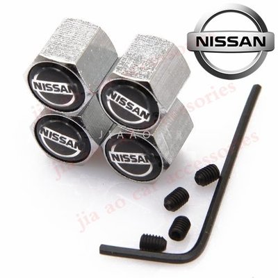 NISSAN 4 x 防盜汽車車輪輪胎氣門嘴蓋防塵空氣罩 + 日產扳手