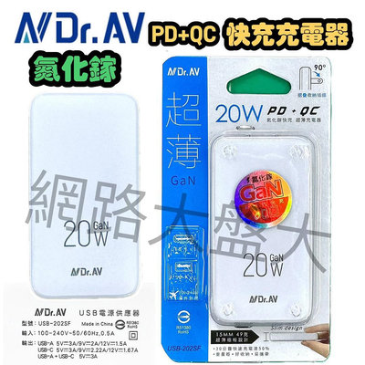 #網路大盤大# PD+QC 20W氮化鎵超薄充電器BSMI認證 快充充電頭