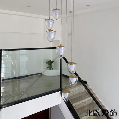新中式全銅吊燈別墅復式樓梯燈中國風現代簡約大氣燈具