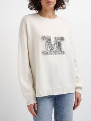 ✈️2023秋冬最低折扣 MAX MARA M字裝飾 羊毛羊絨針織上衣 毛衣 XS/S/M 白色